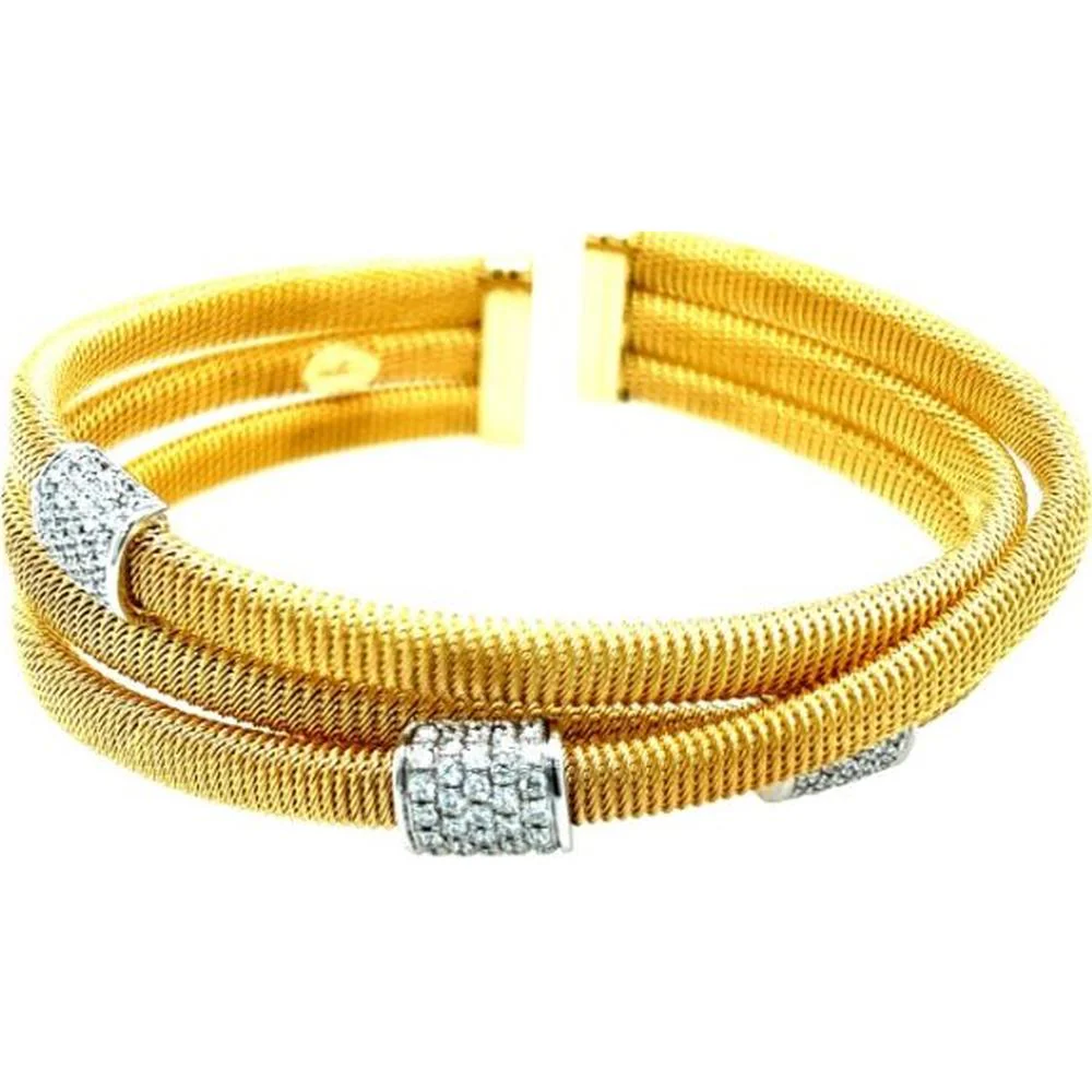 18K White Gold & Yellow Gold Wrapped Diamond Bangle Bracelet by Afarin