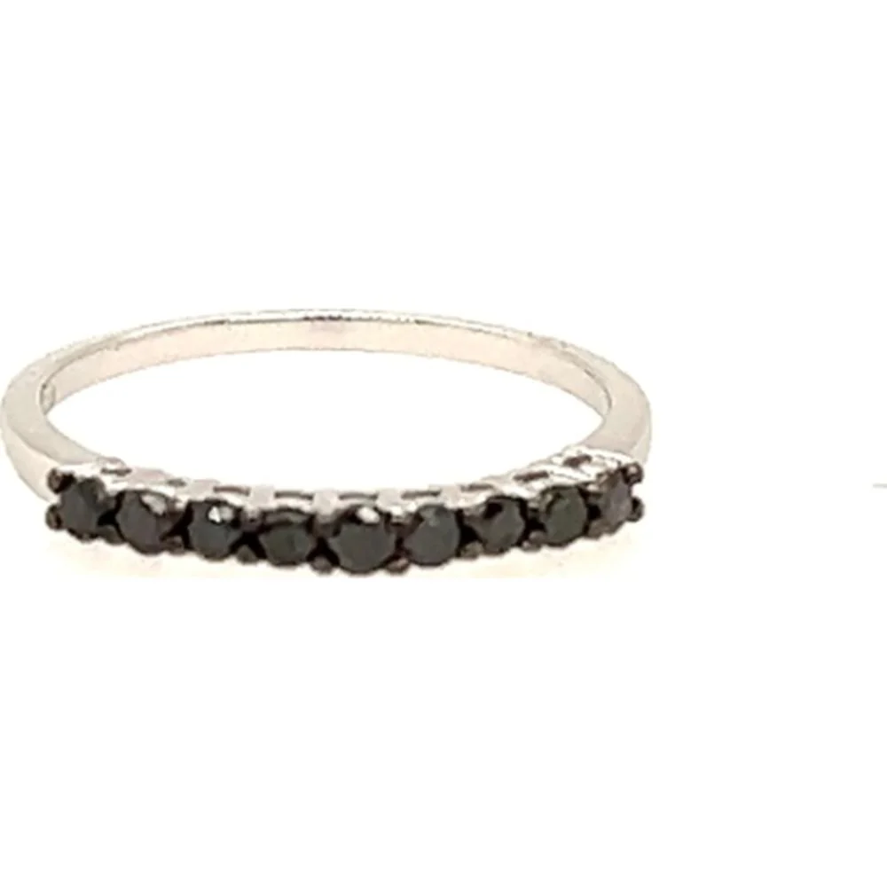 18K White Gold Band Ring with Black Diamonds by Afarin