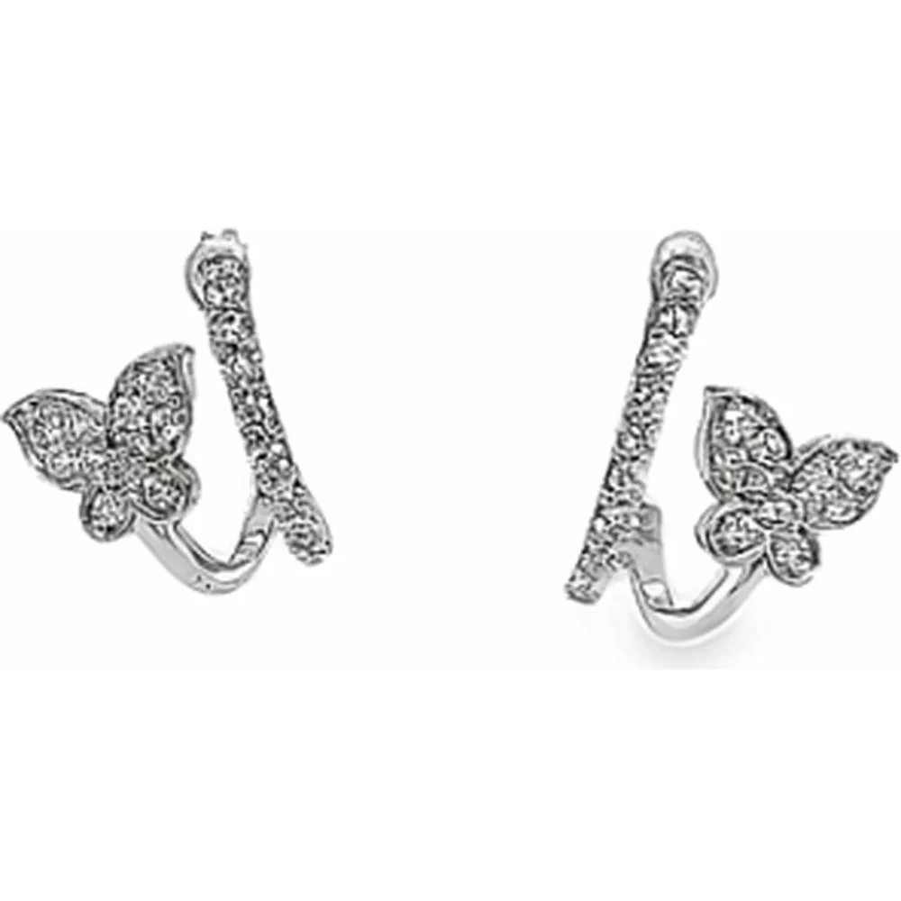 18K White Gold Butterfly Motif Diamond Earrings by Afarin