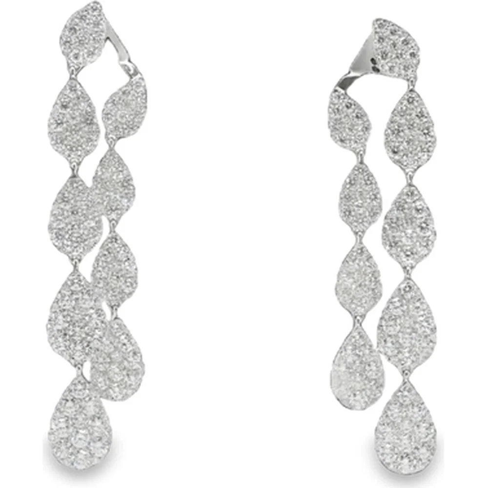 18K White Gold Cascading Diamond Drop Earrings by Afarin