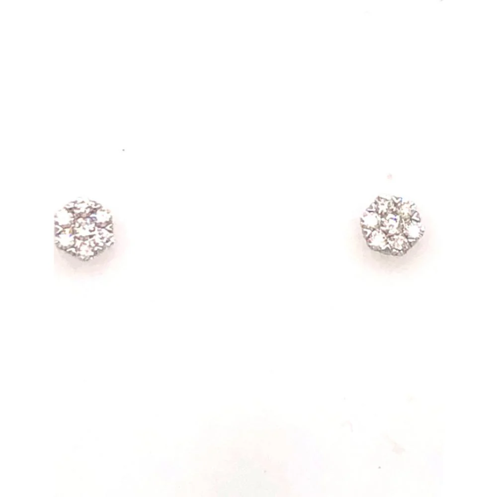 18K White Gold Classic Round Diamond Stud Earrings by Afarin