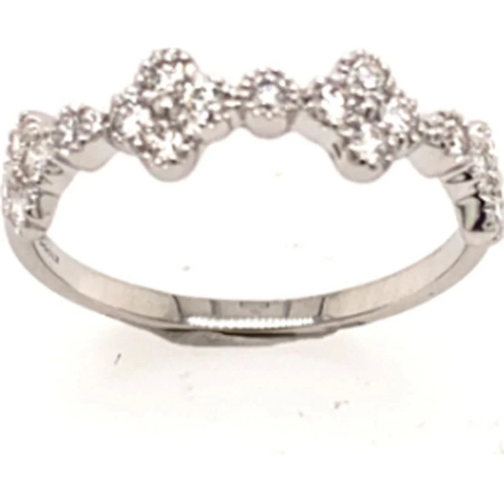 18K White Gold Cluster Diamond Ring with Round Diamonds by Afarin