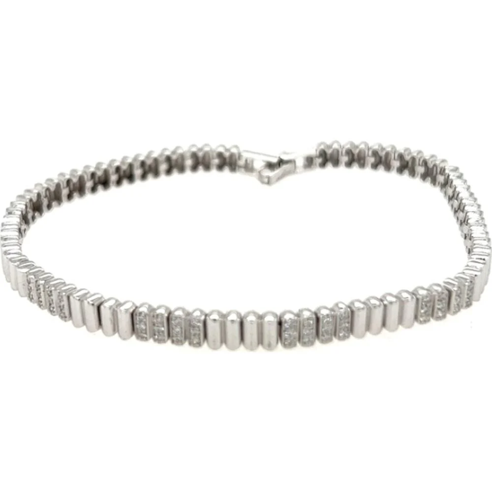 18K White Gold Contemporary Diamond Link Bracelet by Afarin