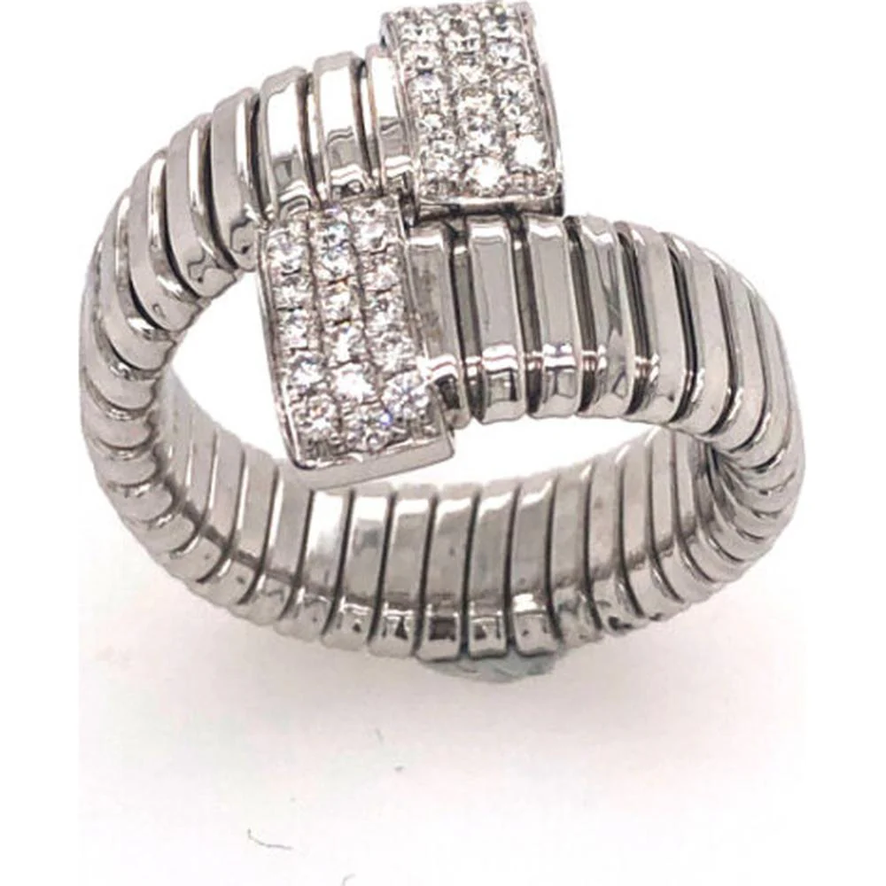 18K White Gold Contemporary Wrap Ring with Diamond Accents by Afarin