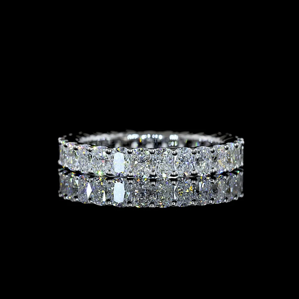 18K White Gold Cushion Brilliant Cut Lab Diamond Eternity Band - 1.96 Carat Total Weight with 27 Prong Set Stones - Covaloro Fine Jewelry