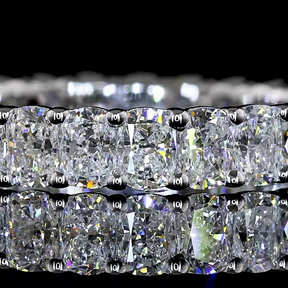 18K White Gold Cushion Brilliant Cut Lab Diamond Eternity Band - 1.96 Carat Total Weight with 27 Prong Set Stones - Covaloro Fine Jewelry - Image 2