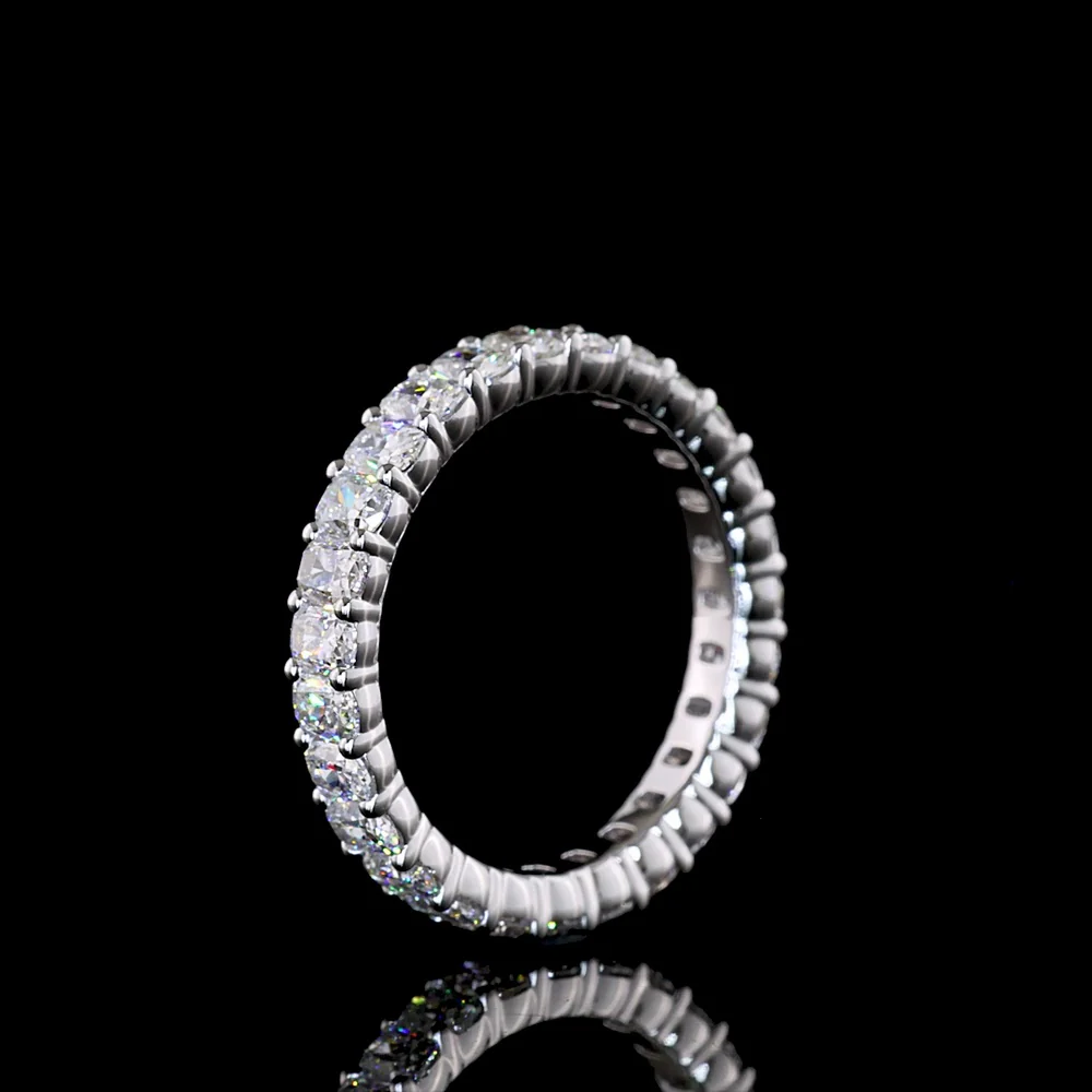 18K White Gold Cushion Brilliant Cut Lab Diamond Eternity Band - 1.96 Carat Total Weight with 27 Prong Set Stones - Covaloro Fine Jewelry - Image 4