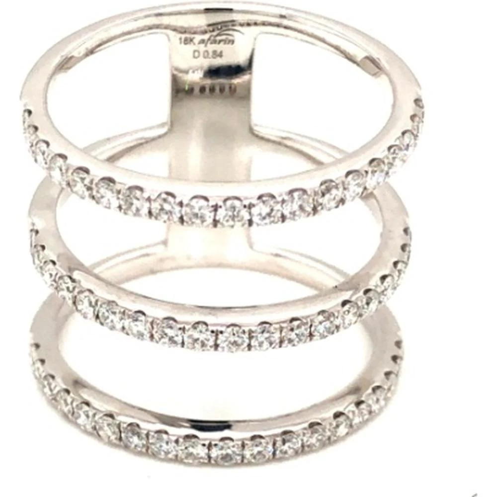 18K White Gold Diamond Band Ring with Round Brilliant Diamonds by Afarin