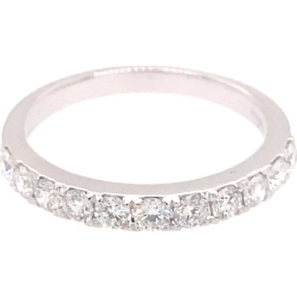 18K White Gold Diamond Band Ring with Round Diamonds by Afarin