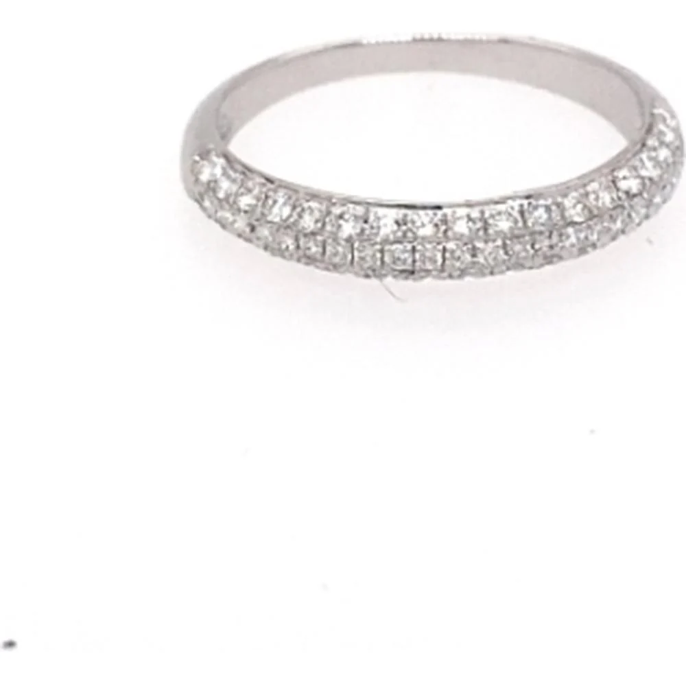 18K White Gold Diamond Band Ring with Round Diamonds by Afarin