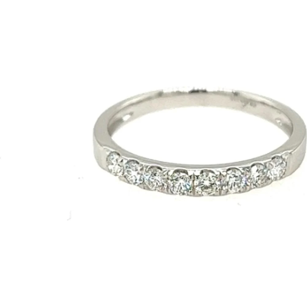 18K White Gold Diamond Band Ring with Round Diamonds by Afarin