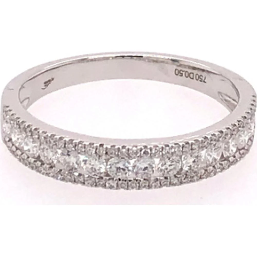 18K White Gold Diamond Band with Milgrain Detail by Afarin