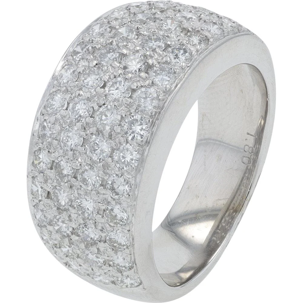 18K White Gold Diamond Band with Pavé Set Round Diamonds - 1.80 Carat Total Diamond Weight