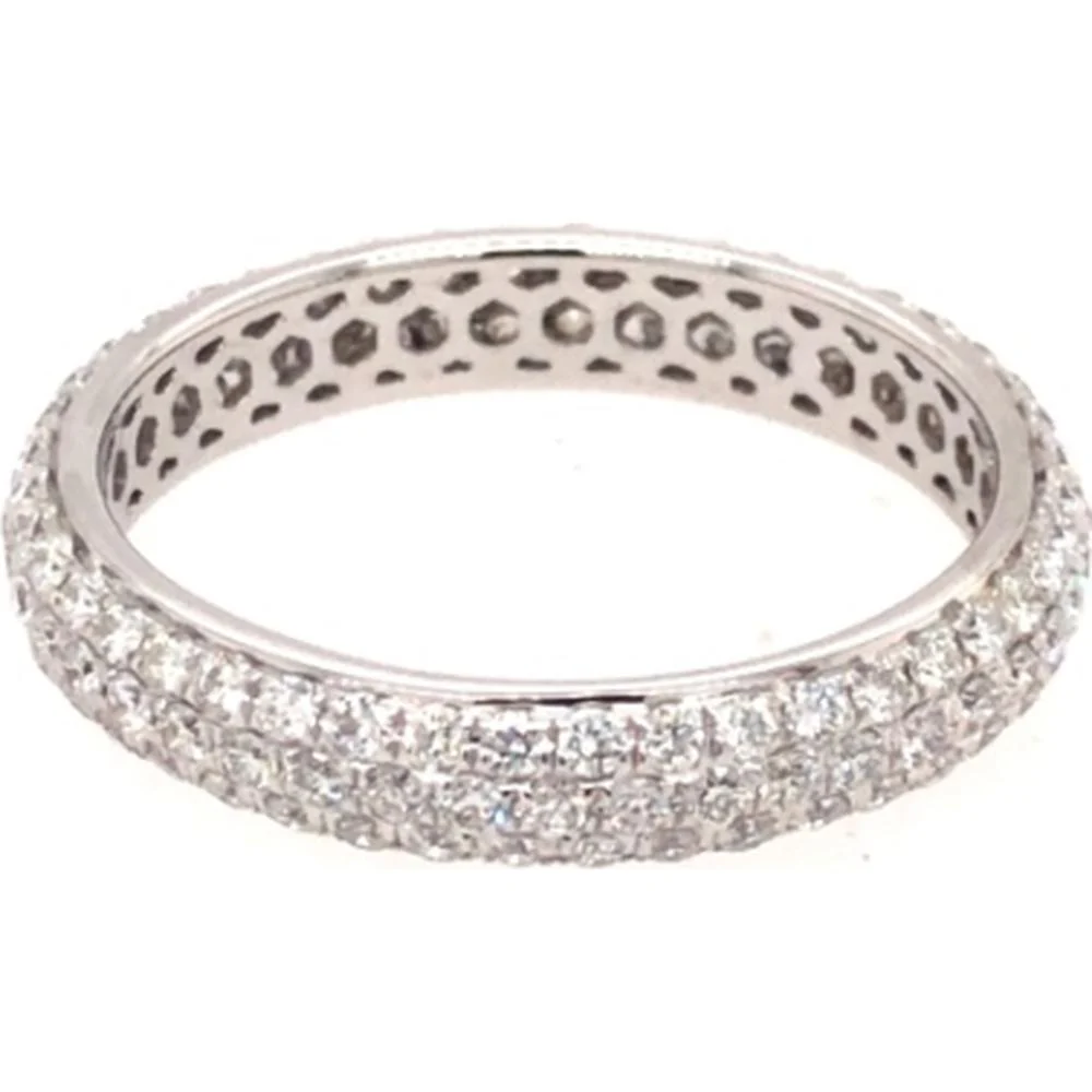 18K White Gold Diamond Band with Round Brilliant Diamonds by Afarin
