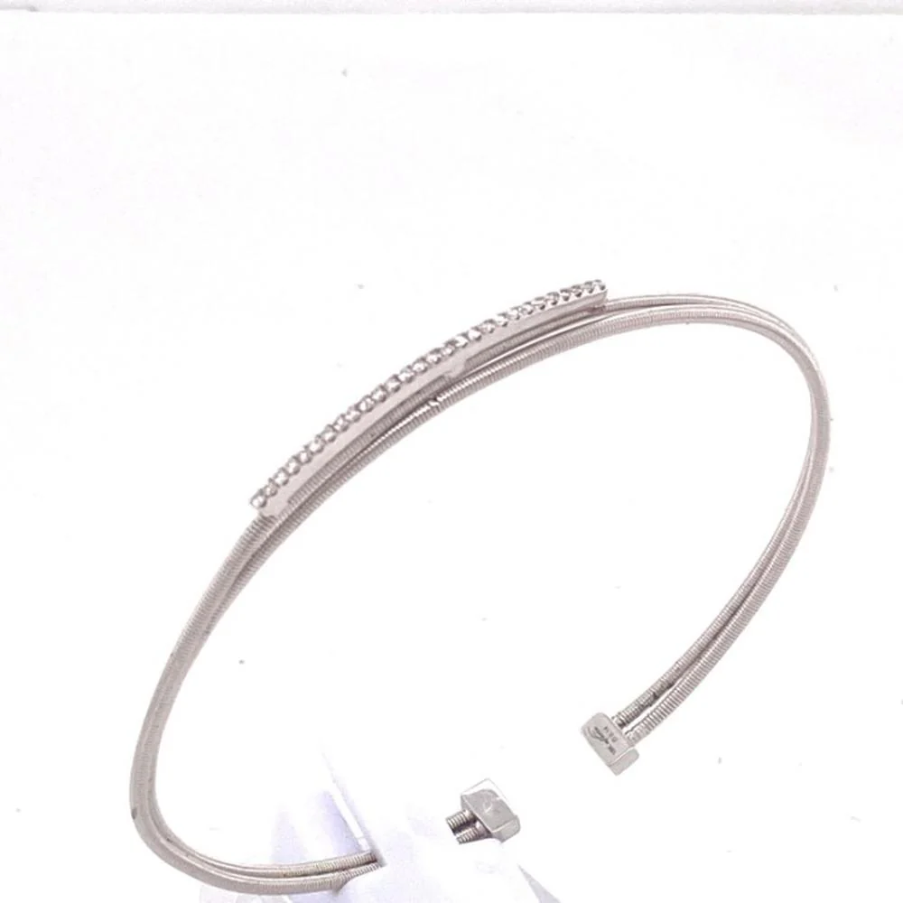 18K White Gold Diamond Bangle Bracelet by Afarin