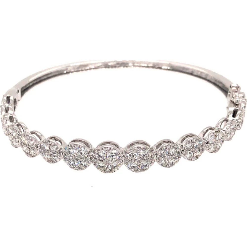 18K White Gold Diamond Bangle Bracelet with Round Brilliant Diamonds by Afarin