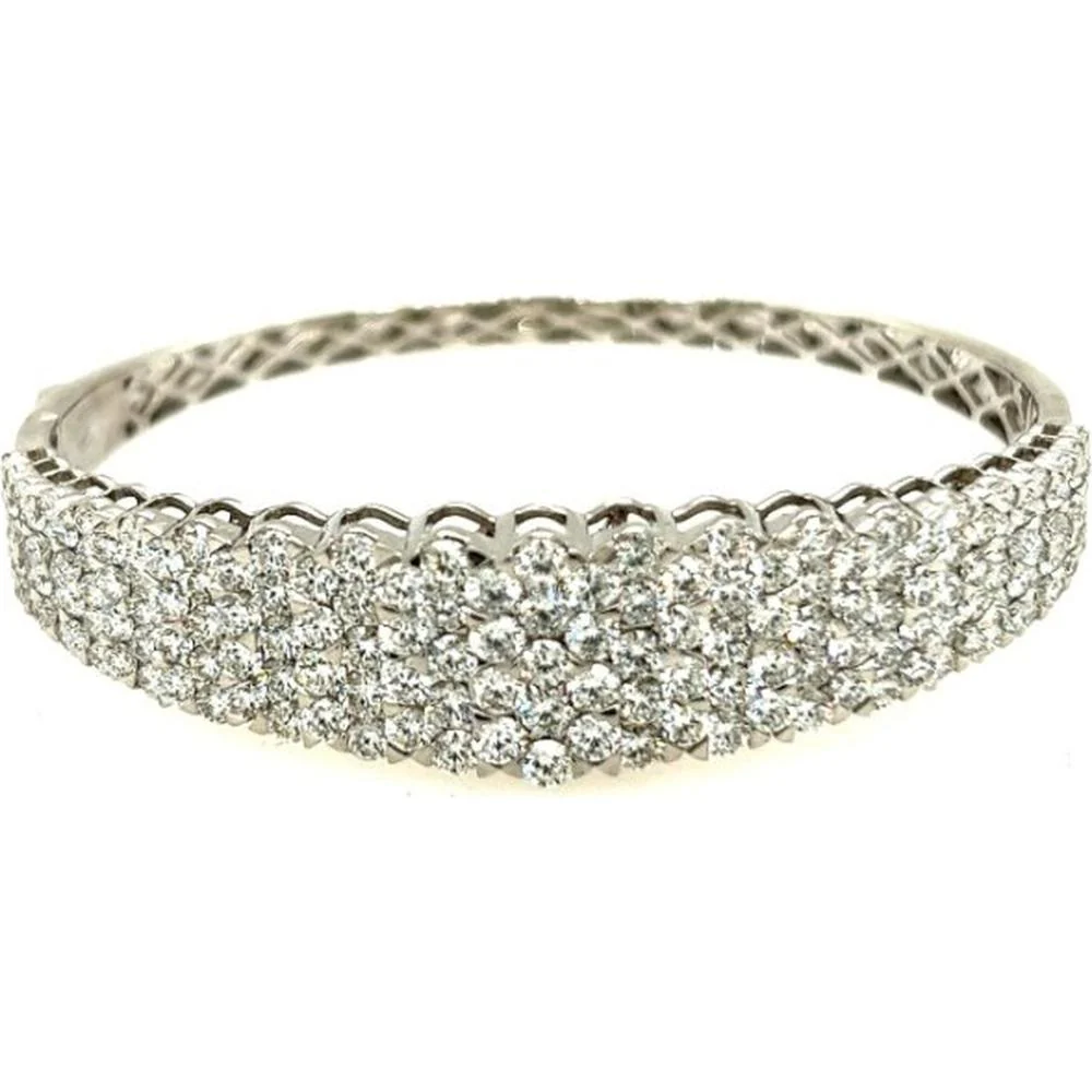 18K White Gold Diamond Bangle Bracelet with Round Brilliant Diamonds by Afarin