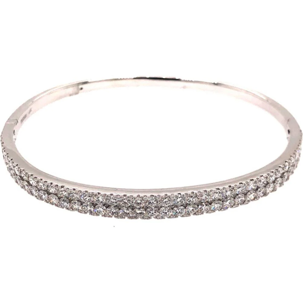 18K White Gold Diamond Bangle Bracelet with Round Diamonds by Afarin