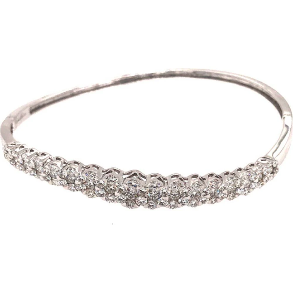 18K White Gold Diamond Bangle Bracelet with Round Diamonds by Afarin