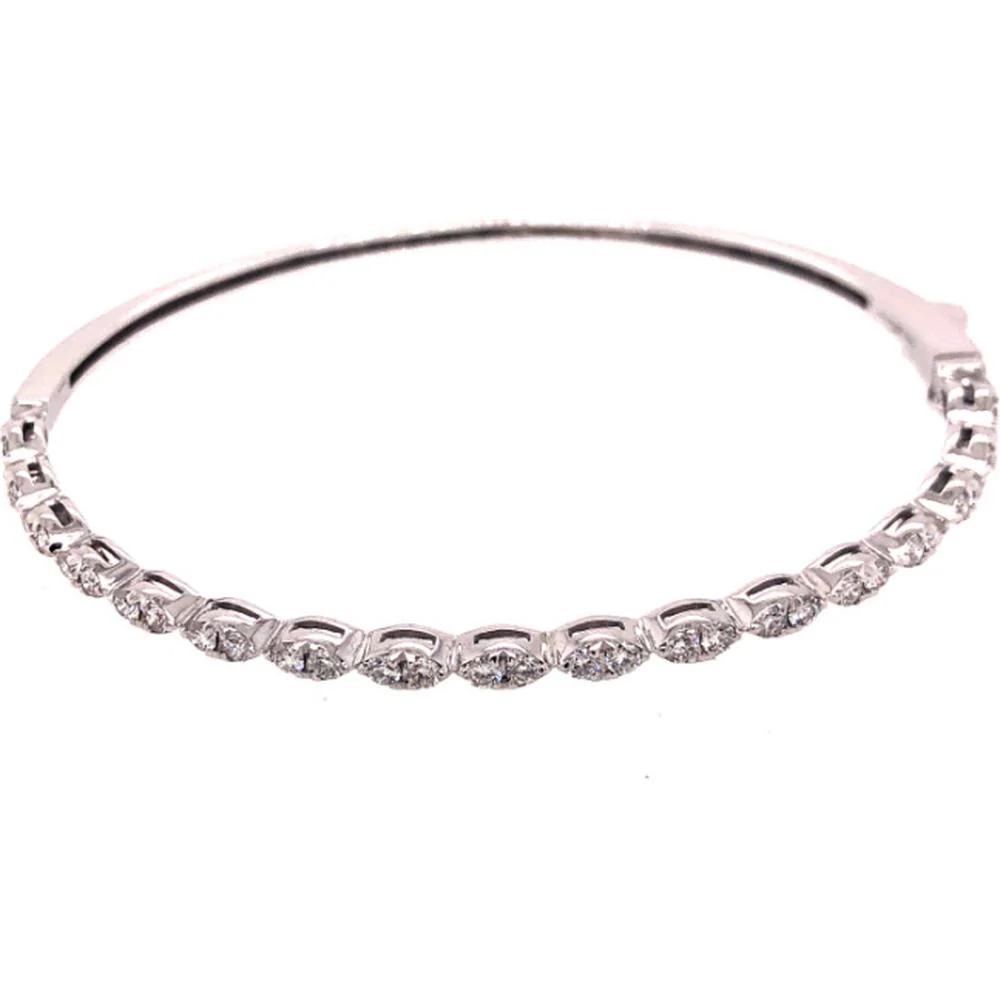 18K White Gold Diamond Bangle Bracelet with Round Diamonds by Afarin