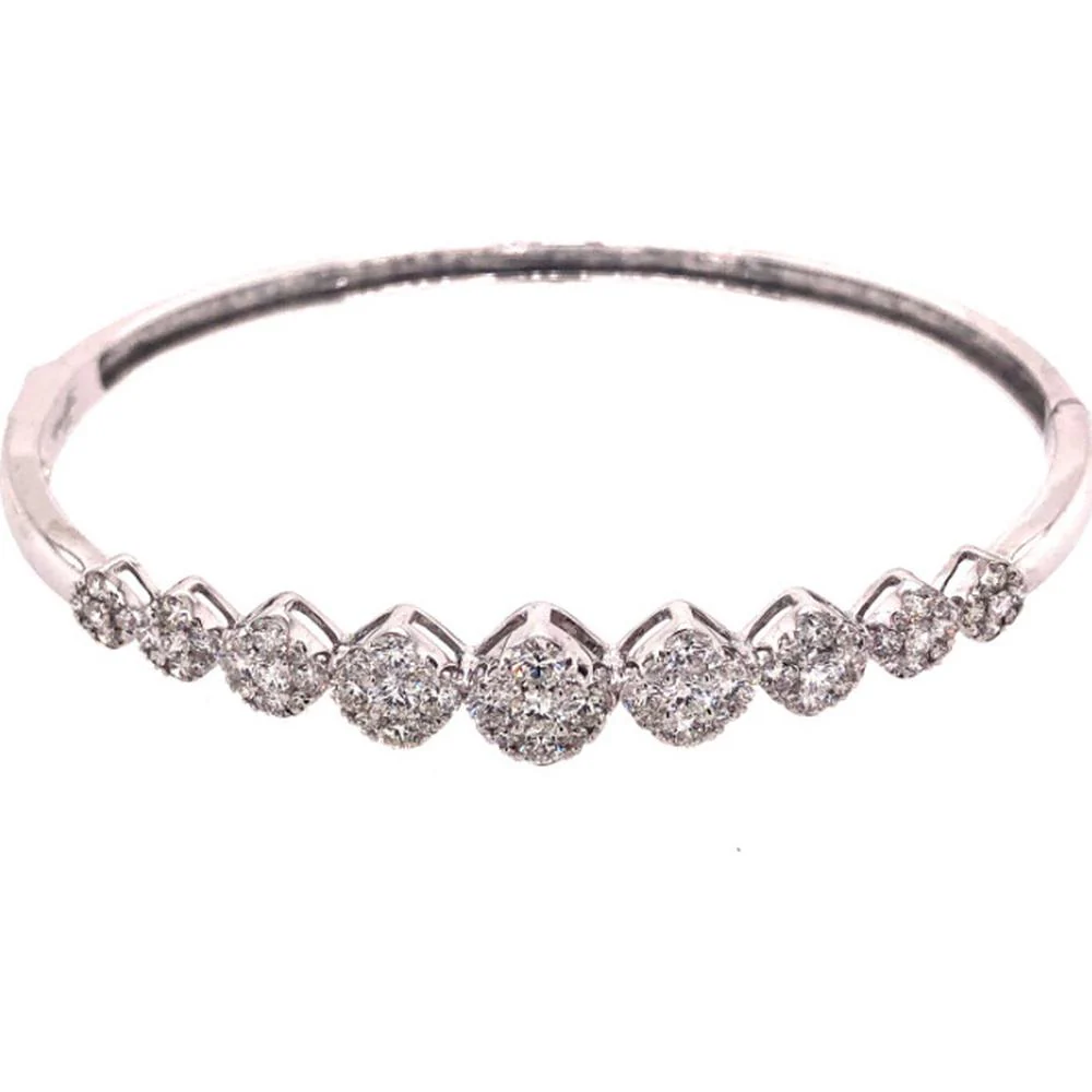 18K White Gold Diamond Bangle with Round Diamond Stations by Afarin