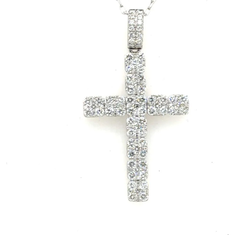 18K White Gold Diamond Cross Pendant Necklace by Afarin