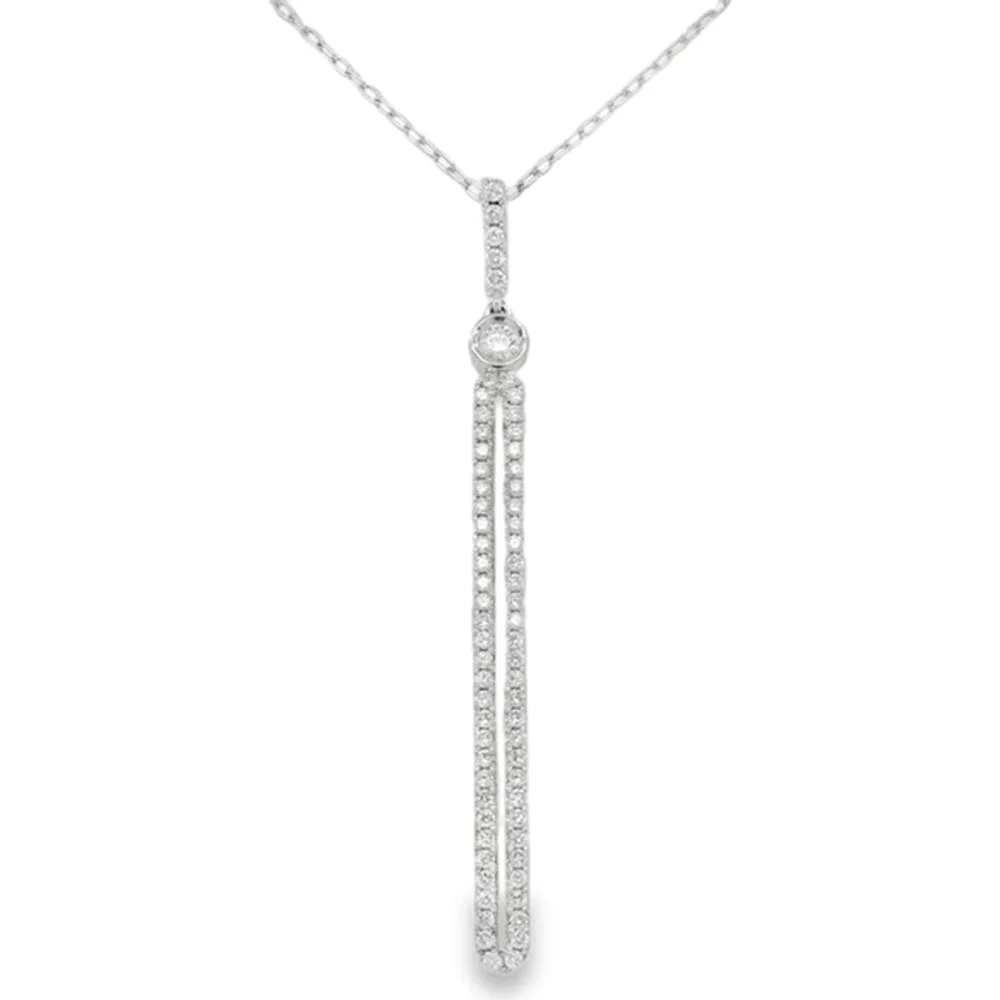 18K White Gold Diamond Drop Pendant Necklace by Afarin