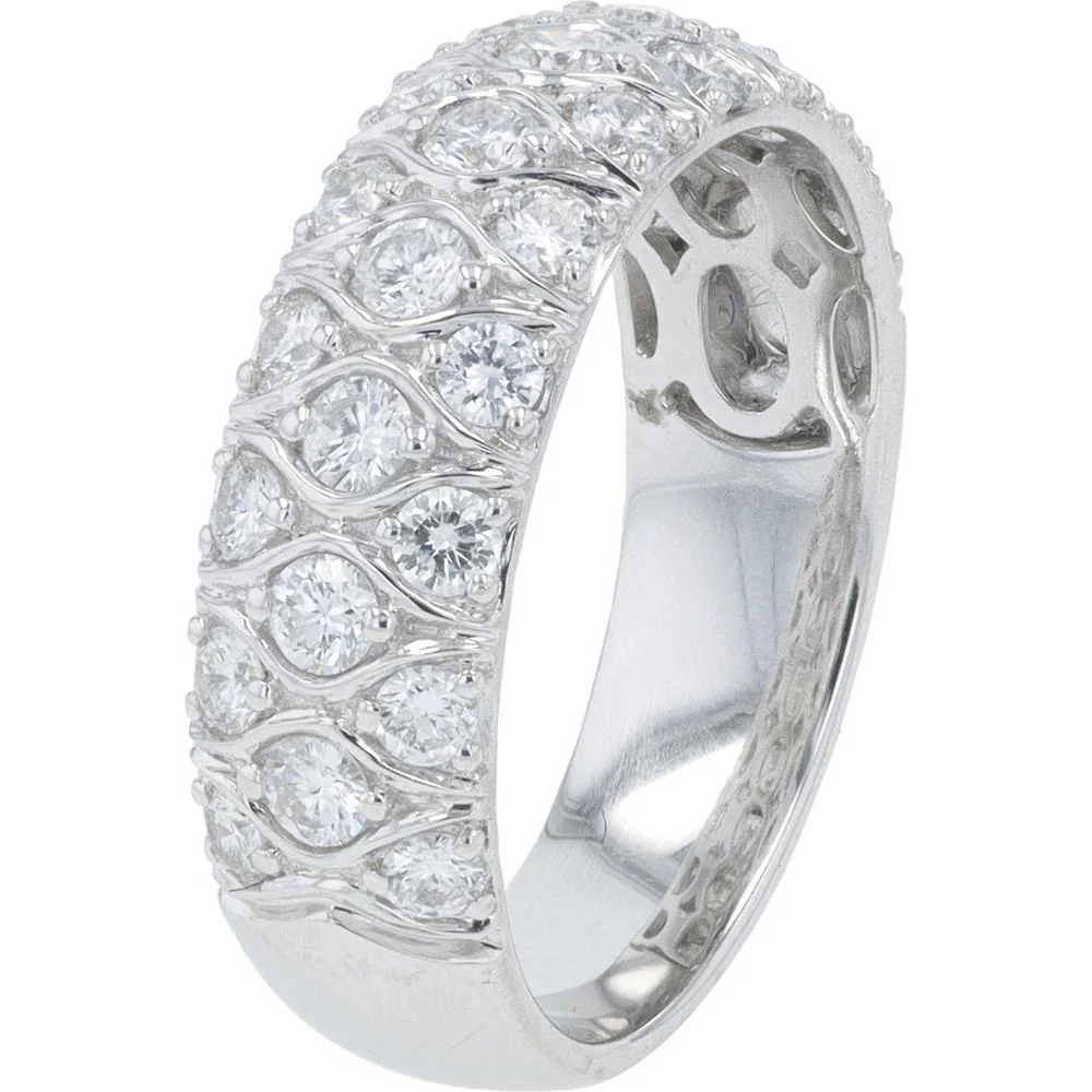 18K White Gold Diamond Eternity Band with 1.02 Carat Round Diamonds - Timeless Statement Ring