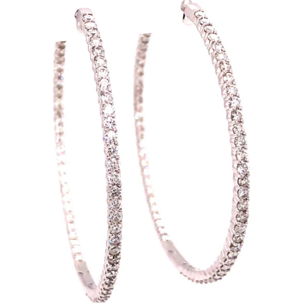 18K White Gold Diamond Hoop Earrings by Afarin