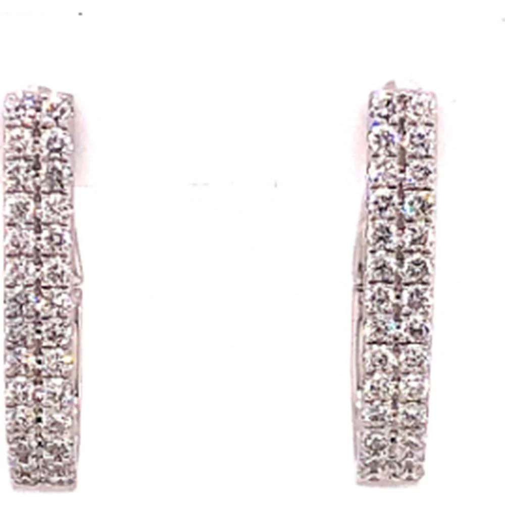 18K White Gold Diamond Huggie Earrings by Afarin