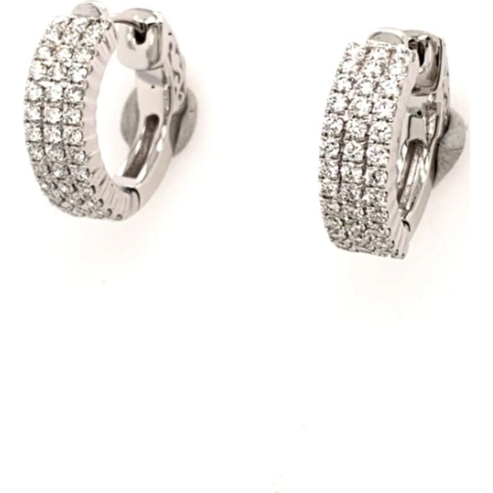 18K White Gold Diamond Huggie Earrings by Afarin