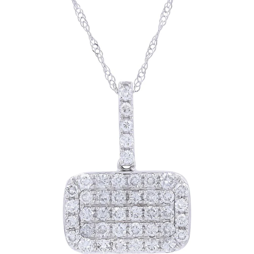 18K White Gold Diamond Pendant with 0.90 Carat Total Diamond Weight
