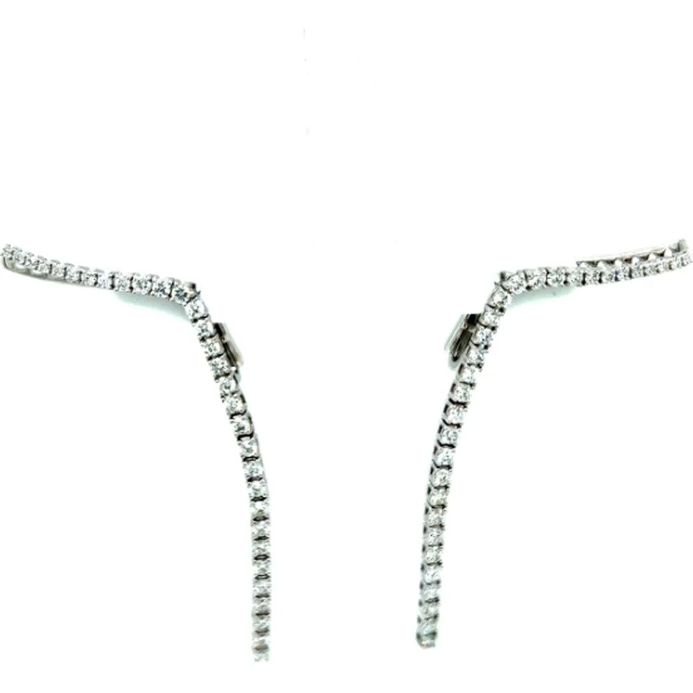 18K White Gold Drop Diamond Earrings by Afarin