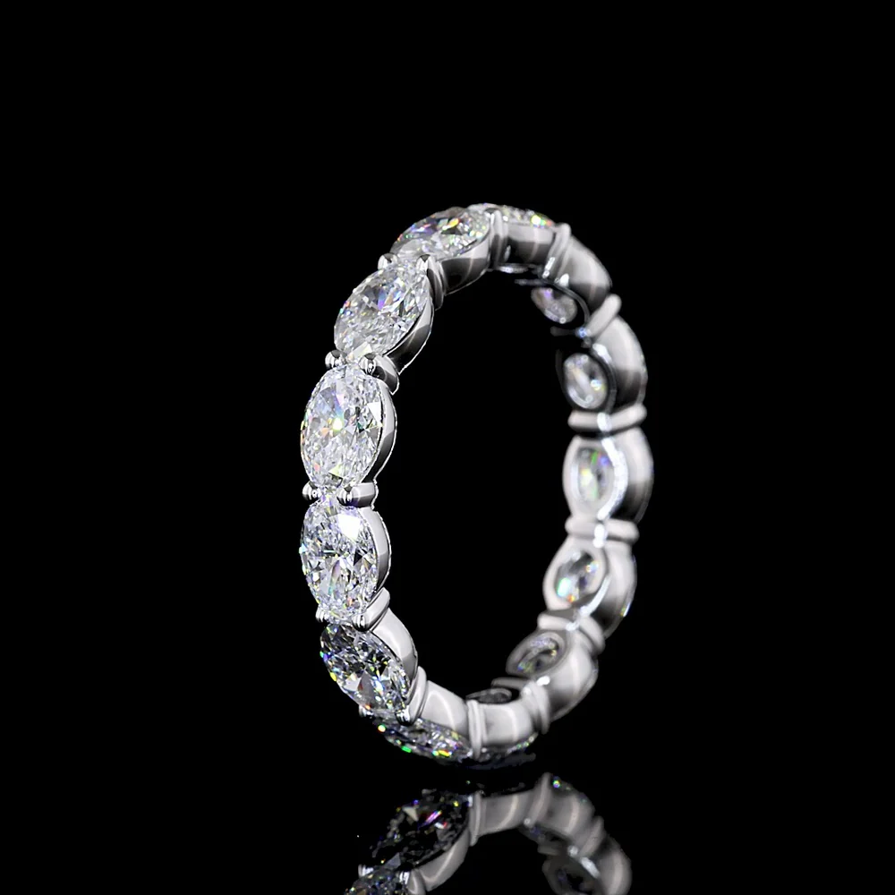 18K White Gold East-West Oval Cut Lab Diamond Eternity Band - 3.45 Carat Total Weight, E-F Color, 13 Stones - Covaloro Fine Jewelry - Image 4