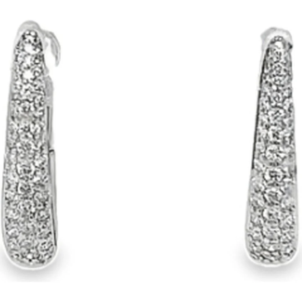 18K White Gold Elongated Drop Diamond Earrings by Afarin