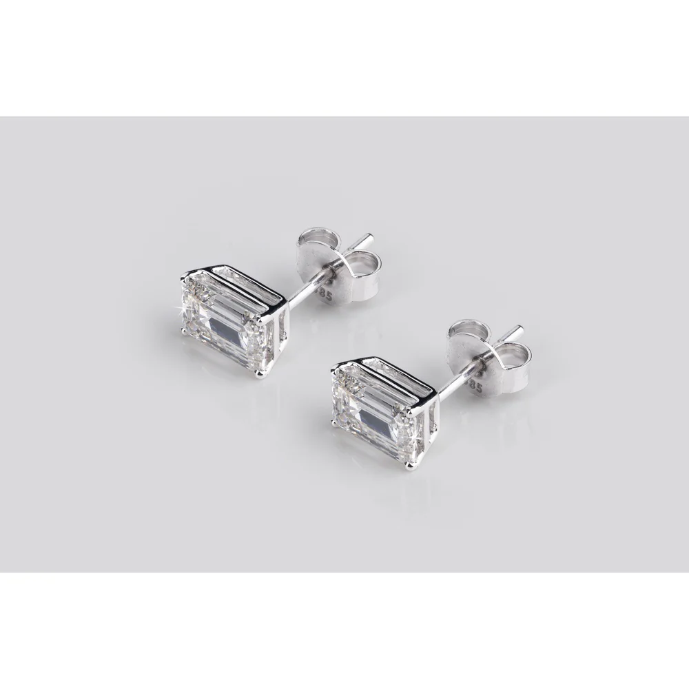 18K White Gold Emerald Cut Lab Diamond Stud Earrings - 2.09 Total Carat Weight, E-F Color, VS2 Clarity, IGI Certified - Covaloro Fine Jewelry - Image 3