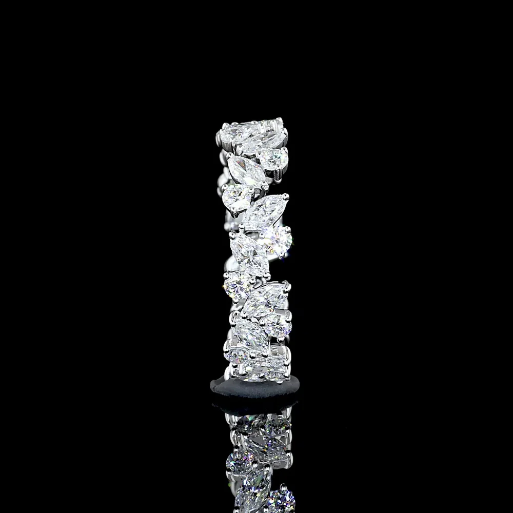 18K White Gold Eternity Band with 1.76 Carats Mixed Marquise and Brilliant Round Lab Diamonds in an Inclined Prong Setting - Covaloro Fine Jewelry - Image 4