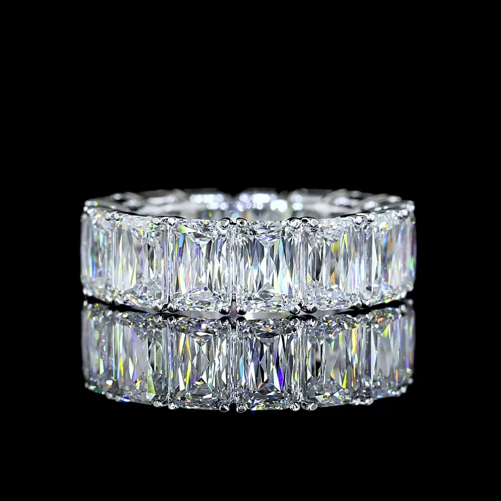 18K White Gold Eternity Band with 15 Radiant Cut Lab-Grown Diamonds - 9.24 Carat Total Weight, E-F Color VS Clarity - Covaloro Fine Jewelry