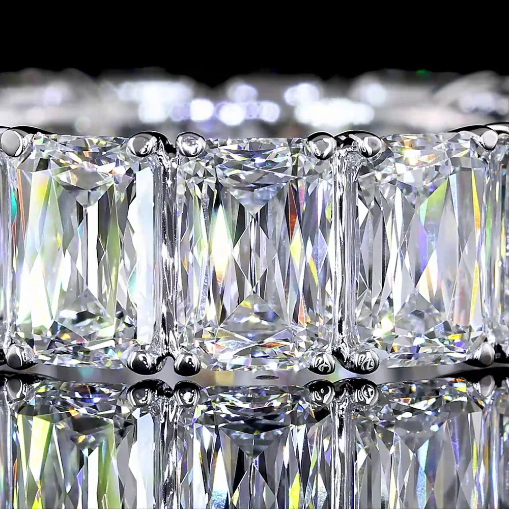 18K White Gold Eternity Band with 15 Radiant Cut Lab-Grown Diamonds - 9.24 Carat Total Weight, E-F Color VS Clarity - Covaloro Fine Jewelry - Image 2