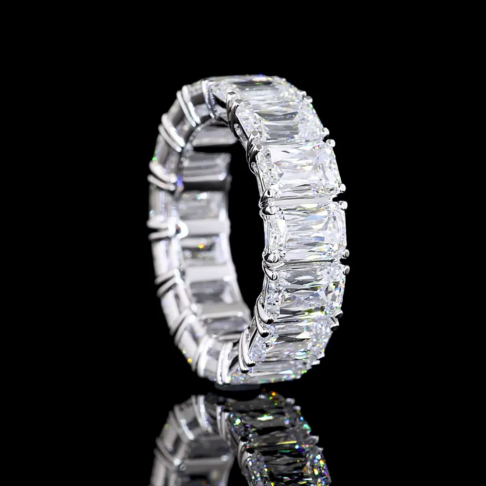 18K White Gold Eternity Band with 15 Radiant Cut Lab-Grown Diamonds - 9.24 Carat Total Weight, E-F Color VS Clarity - Covaloro Fine Jewelry - Image 3