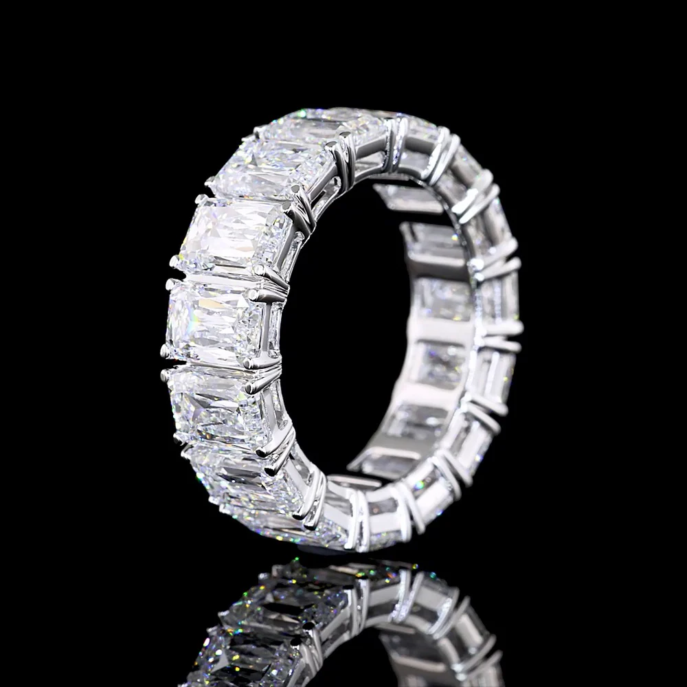 18K White Gold Eternity Band with 15 Radiant Cut Lab-Grown Diamonds - 9.24 Carat Total Weight, E-F Color VS Clarity - Covaloro Fine Jewelry - Image 4