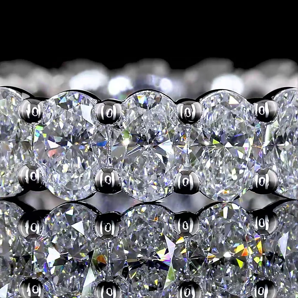 18K White Gold Eternity Band with 24 Prong-Set Oval Cut Lab Diamonds - 2.53 Carat Total Diamond Weight - Covaloro Fine Jewelry - Image 2