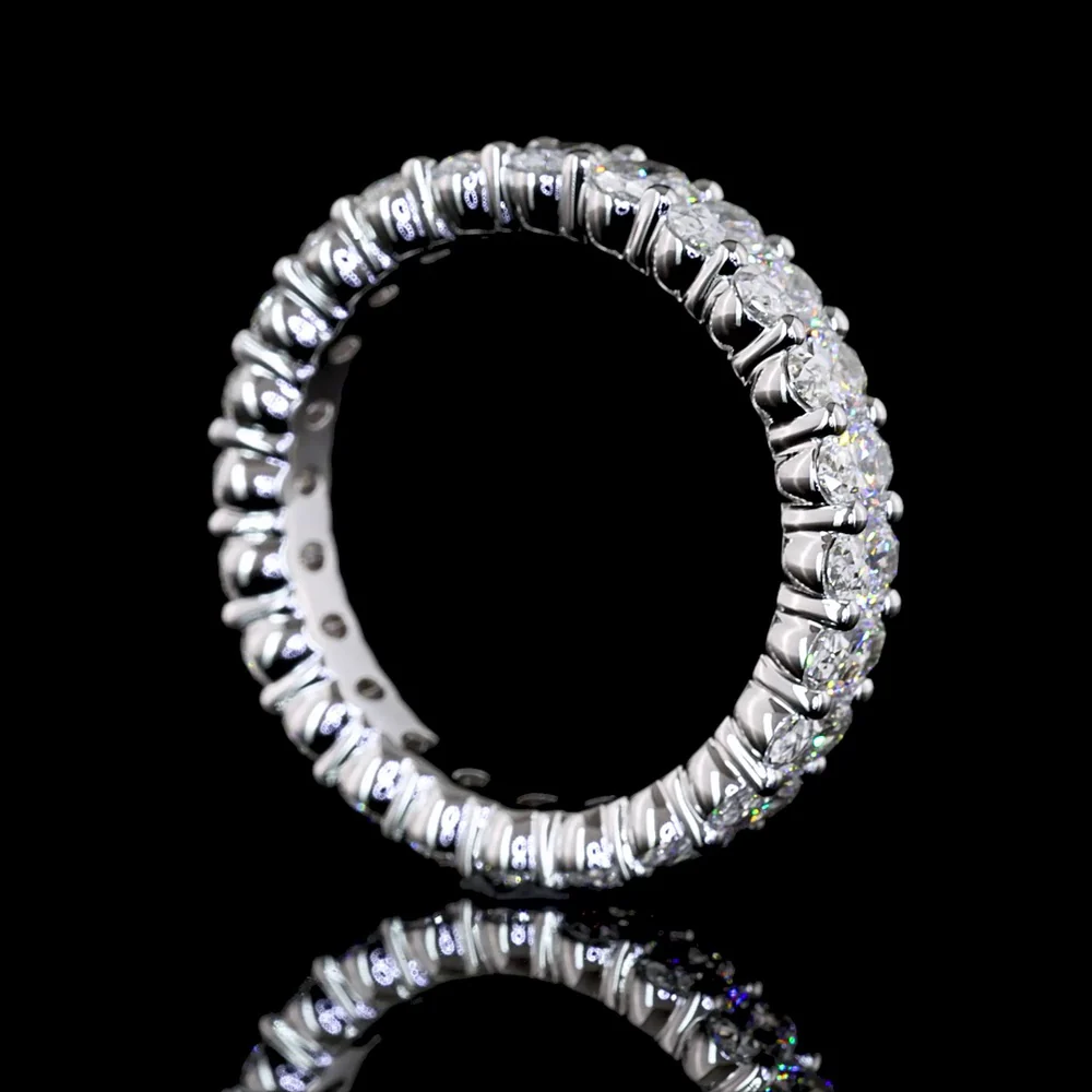 18K White Gold Eternity Band with 24 Prong-Set Oval Cut Lab Diamonds - 2.53 Carat Total Diamond Weight - Covaloro Fine Jewelry - Image 3
