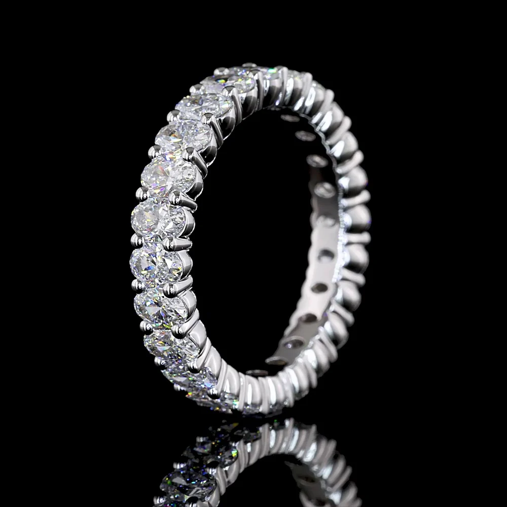18K White Gold Eternity Band with 24 Prong-Set Oval Cut Lab Diamonds - 2.53 Carat Total Diamond Weight - Covaloro Fine Jewelry - Image 4