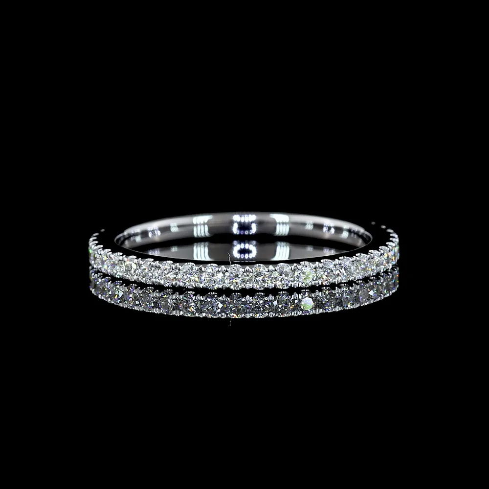 18K White Gold Eternity Band with 42 Prong-Set Round Brilliant Lab Diamonds - 0.46 Carat Total Weight - Covaloro Fine Jewelry