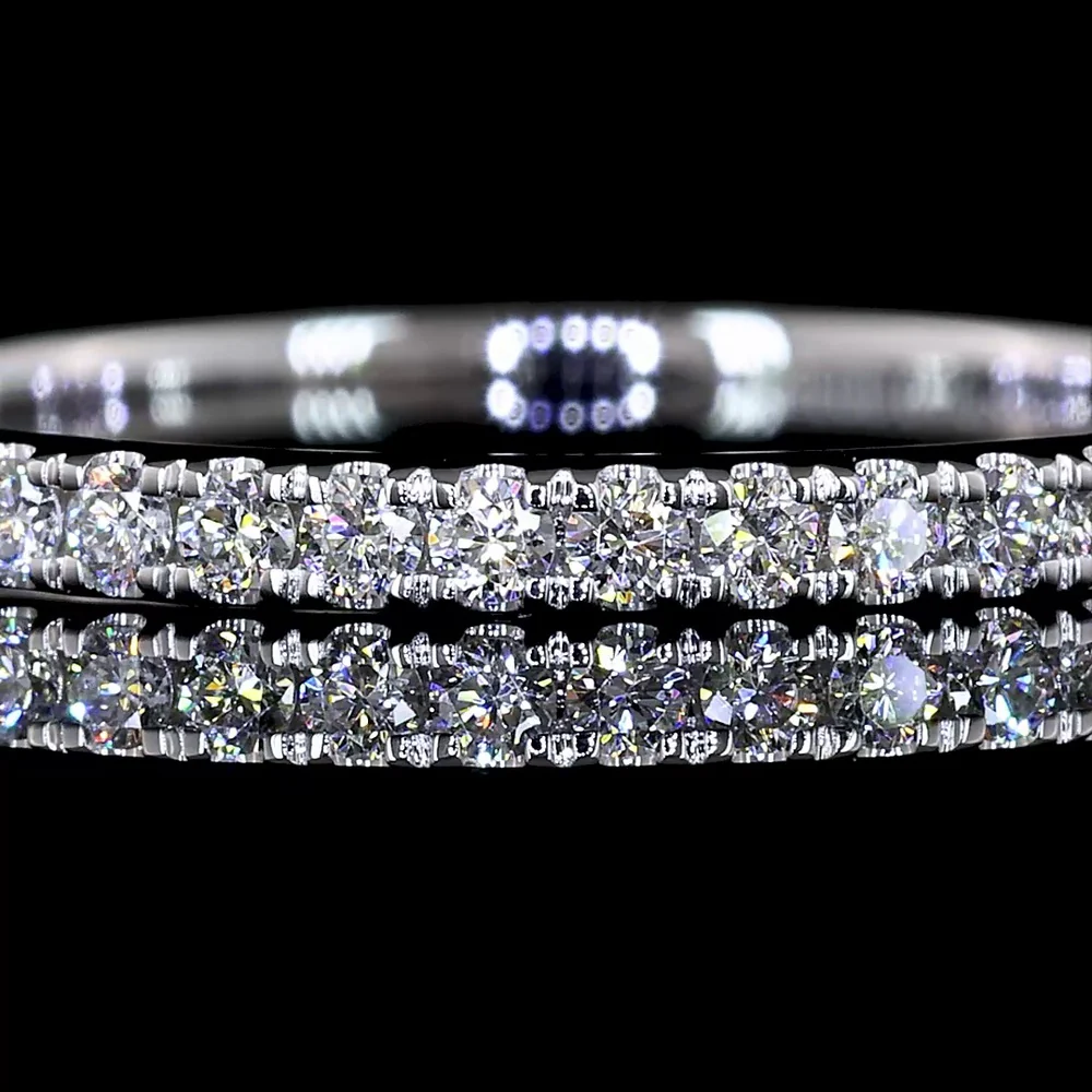 18K White Gold Eternity Band with 42 Prong-Set Round Brilliant Lab Diamonds - 0.46 Carat Total Weight - Covaloro Fine Jewelry - Image 2