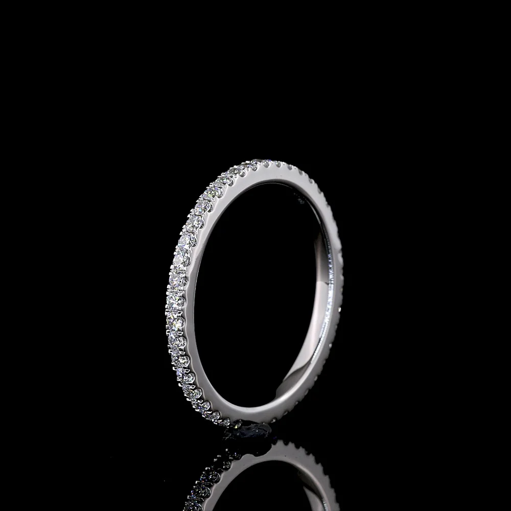 18K White Gold Eternity Band with 42 Prong-Set Round Brilliant Lab Diamonds - 0.46 Carat Total Weight - Covaloro Fine Jewelry - Image 4