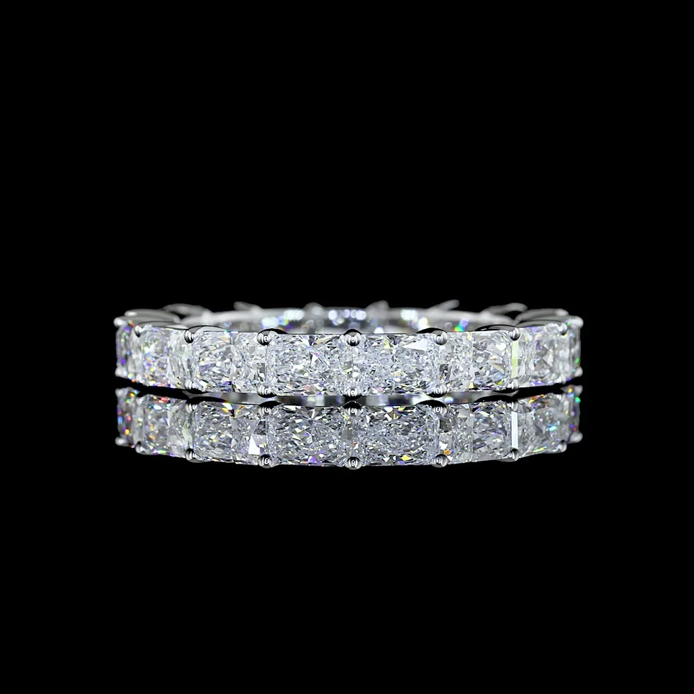 18K White Gold Eternity Band with East-West Prong Set Radiant Cut Lab Diamonds - 2.59 Carat Total Weight, E-F Color VS Clarity - Covaloro Fine Jewelry