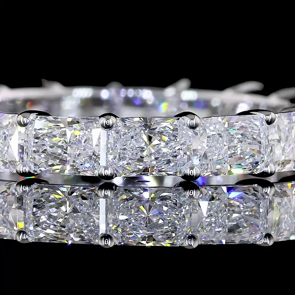 18K White Gold Eternity Band with East-West Prong Set Radiant Cut Lab Diamonds - 2.59 Carat Total Weight, E-F Color VS Clarity - Covaloro Fine Jewelry - Image 2