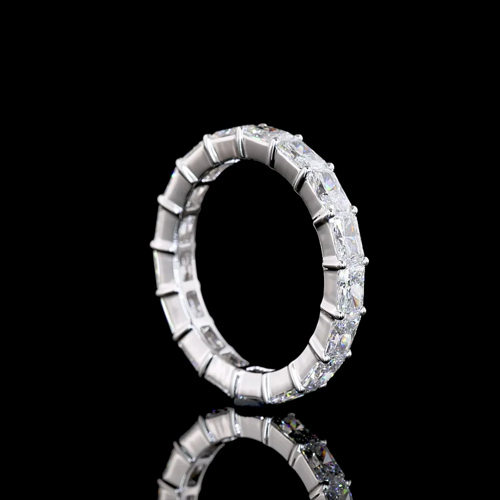 18K White Gold Eternity Band with East-West Prong Set Radiant Cut Lab Diamonds - 2.59 Carat Total Weight, E-F Color VS Clarity - Covaloro Fine Jewelry - Image 4